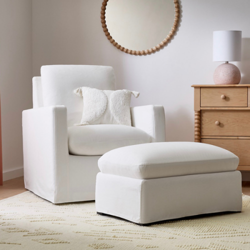 Ever Slipcovered White Nursery Glider Chair by Leanne Ford