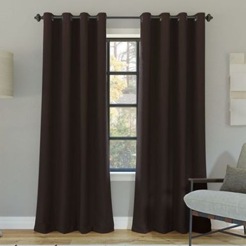 52"x63" Sun Zero 100% Blackout Oslo Theater Grade Grommet Curtain Panel Dark Chocolate: Modern Thermal Insulated