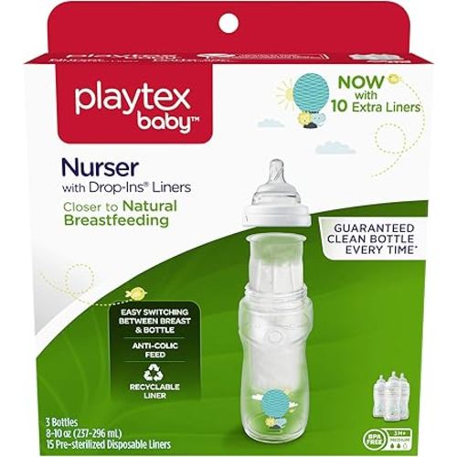 Playtex BPA Free Premium Nurser Bottles with Drop in Liners, 3 Count