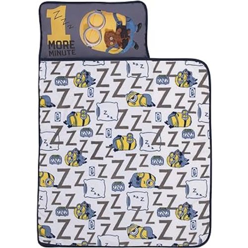 NoJo Illimuniation Lazy Minions Club Gray, Blue, Yellow and White, One More Minute Toddler Nap Mat