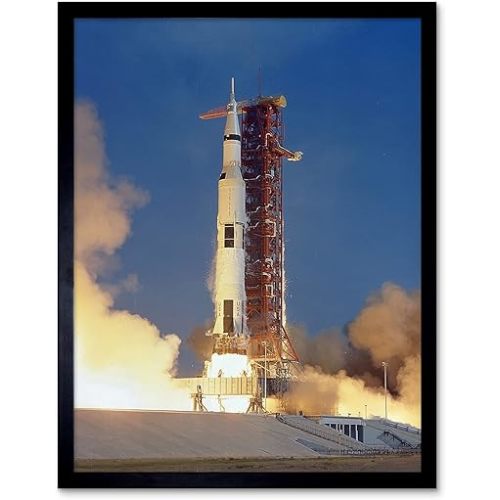 Doppelganger33 LTD NASA Apollo 11 Saturn V Rocket 1969 Launch Moon MIssion Photo Art Print Framed Poster Wall Decor 12x16 inch