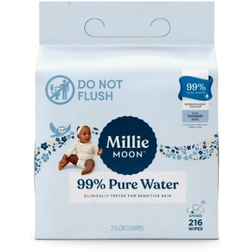 Millie Moon 99% Pure Water Baby Wipes,216 Count