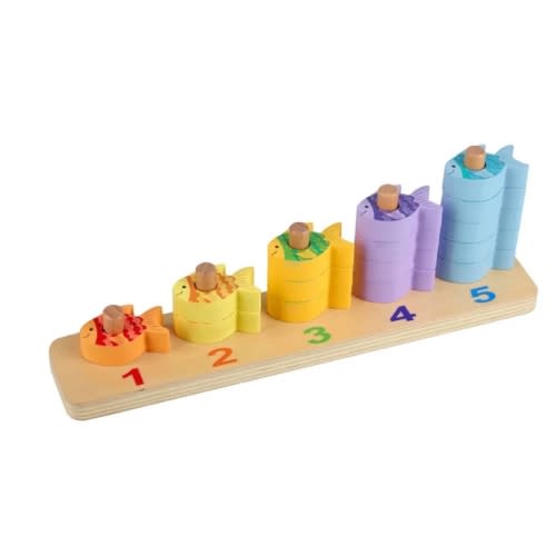 Non Toxic Wooden Stacking Play for Baby Counting Fish