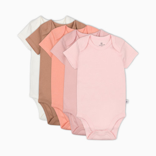 5-Pack Organic Cotton Short Sleeve Bodysuits - Pink Sands