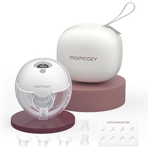 Momcozy M5 Smart App Control Hands Free Breast Pump, Double Wearable Breast Pump of Baby Mouth Double-Sealed Flange with 3 Modes & 9 Levels, Electric Pump Portable - 24mm, 1 Pack, Gray