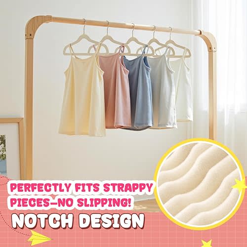 Korpai 50 Pack Baby Velvet Hangers 11 Inch,Non-Slip,Ultra Slim,Space-Saving Baby Hangers with 360° Swivel Hook, 7LBS Capacity,Baby Clothes Hangers Ideal for Baby Romper/Dresses/Shirts/Coats/, Beige