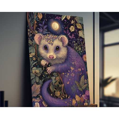 Purple Prints, Purple Possum Print, Woodland Nursery Decor, Purple Wall Art, Nursery Animal Decor, Possum Wall Art Possum Gifts For Kids