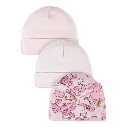 Gerber Baby Girl Caps, 3-Pack (Newborn - 0/6M)
