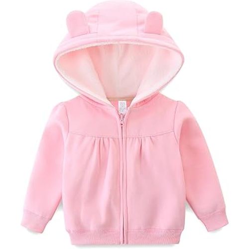 Hikido Baby Girls Boys Warm Adorable Hooded Zip Coat for Fall Spring Outerwear 3-24M Kids Jacket