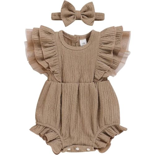 TITKKOP Ruffle Bubble Romper for Baby Girl | One-Piece Shorts Jumpsuit | Summer Outfit & Dress for Infants 0-18M