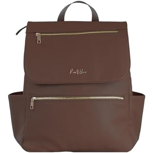 Vegan Leather Baby Backpack, with Front Zip Pocket (Chocolate)