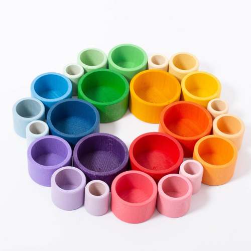 Grapat Wood Coloured Rainbow Bowls (24 Pieces)