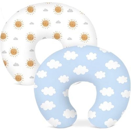 Nursing Pillow Covers 2 Pack, Breastfeeding Pillow Slipcovers Soft and Stretchy, Nursing Covers for Baby Girls Boys Newborn