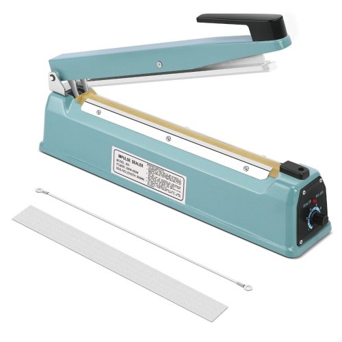 12" (300mm) Manual Impulse Heat Sealer Poly Bag 400W w/ Element Grip & Teflon