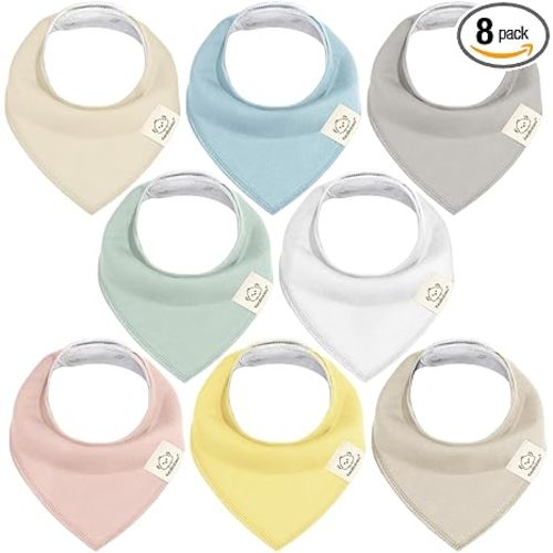 KeaBabies 8pk Organic Baby Bandana Bibs for Drooling and Teething (Dawn) | Super Absorbent, Triangle Baby Drool Bibs for Girls, Boys, 100% Cotton, Extra Soft for Newborn, Infant 0-36 Months