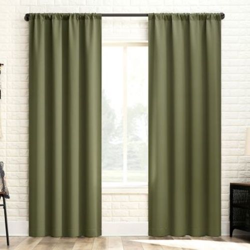 40"x63" Sun Zero Blackout Bergen Rod Pocket Curtain Panel Sage Green: Energy Efficient, Noise Reduction, Thermal Insulated