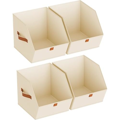 Fabric Closet Storage Cubes - 4 Pack Square Storage Bins with Dual Handles