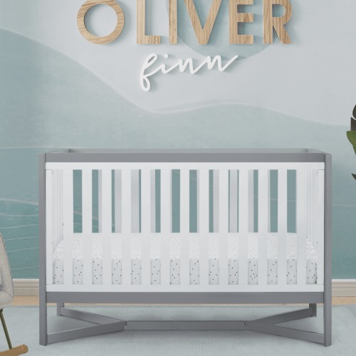 Delta Children Tribeca 4-in-1 Convertible Crib, Greenguard Gold Certified, White/Gray