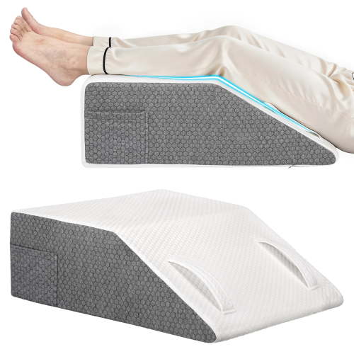 LIZEVINC Wedge Leg Pillow Elevation Blood Circulation, Leg Elevating Pillows for After Surgery, Sleeping, 8in Triangle Pillow Wedge, Memory Foam Wedge Pillow for Legs Swelling& Leg Rest
