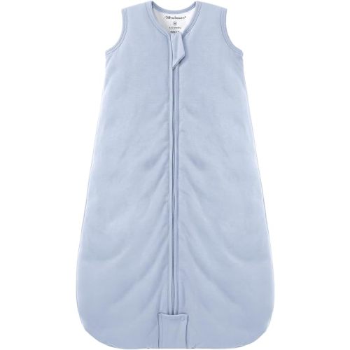 Mosebears Sleep Sack Baby Winter Wearable Blanket with 2-Way Zipper,2.5 TOG Cotton Sleep Sack Unisex (Fog Blue, 0-6 Months)
