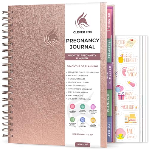 Clever Fox Pregnancy Journal, Expecting First Time Mom Planner Rose Gold | Organized pregnancy & baby diary with weekly countdown calendars & checklists, maternity memory book, ivf 9 x 10.5 in