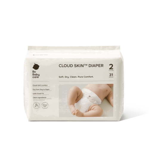 Bc Babycare CLOUD SKIN™ Diaper Max Absorbency Leak-Proof & Hypoallergenic for Sensitive Skin - Size 2 - 31ct