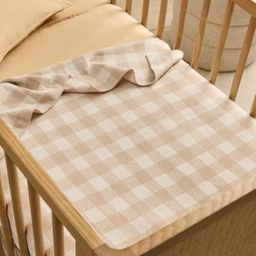 Adairs Kids - Natural Check Knitted Baby Blanket | Adairs