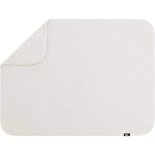 S&T INC. Dish Drying Mat XL, 18” x 24”, Absorbent Microfiber Kitchen Counter Mat, Dish Drying Pad for Dishes, Utensils, Pots and Pans, Extra Large, Cream