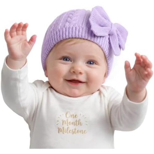 Zando Newborn Baby Girls Winter Hat Cute Bow Infant Beanie 0-6 Months