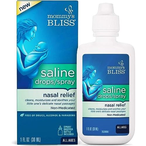 Mommy's Bliss Saline Drops/Spray, Nasal Relief for Newborns & Up, 1 Fl Oz