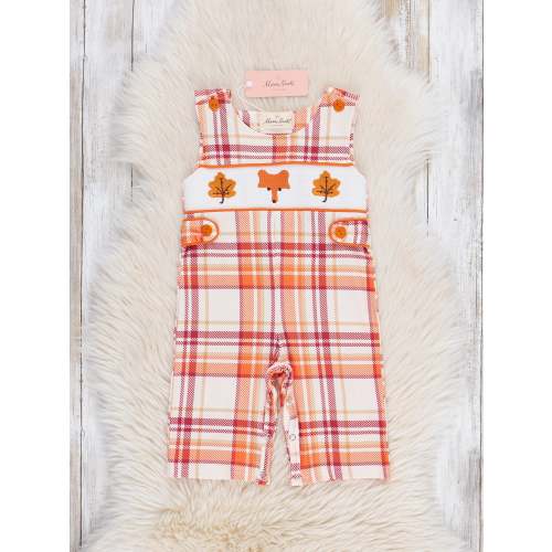 Cabin Critter Smocked Embroidered Plaid Johnny
