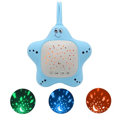 Portable White Noise Machine for Travel | Rechargeable Baby Sleep Aid with Soothing Star Projector & Calming Sound Music, Ideal for Nursery, Car, Crib On-The-Go