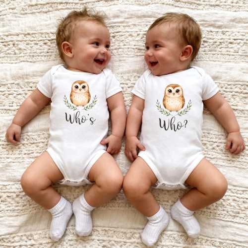 Twin Onesies®, Who's- Who Twin Onesies®, Funny Owl Twin Shirts, Best Friend Twin Bodysuit, Matching Twin Outfits, Cute Best Friend Shirt