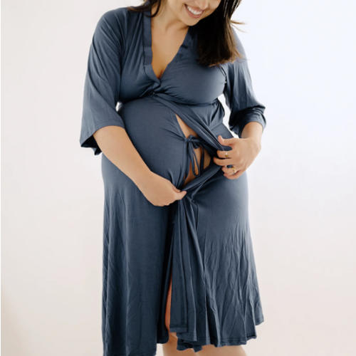 Lila Labor & Postpartum Gown in Midnight Blue