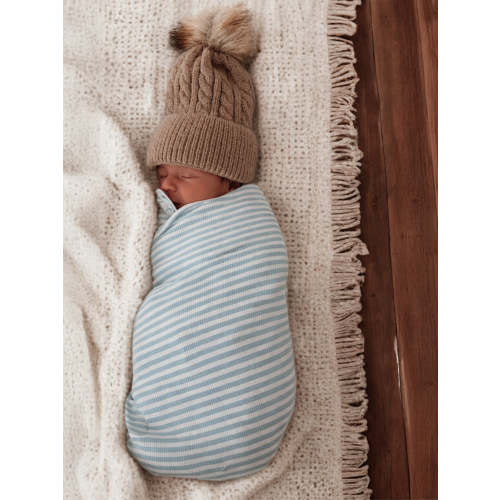 Dusty Blue Stripe / Ribbed Swaddle
