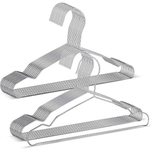 20 Pack Silver Stainless Steel Kids Hangers, Space-Saving Non-Slip, Perfect for Baby, Toddler & Kids' Clothes