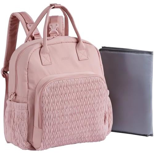 Waterproof Diaper Bag Backpack, Bag with Portable Diaper Pad, Pink