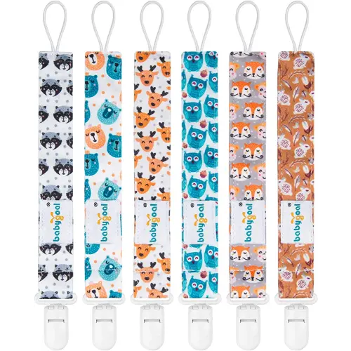 Babygoal Animal Pacifier Clips, 6 Pack Pacifier Holder for Boys and Girls Fits Most Pacifier Styles &Teething Toys and Pacifier Clip Pack 6PS18