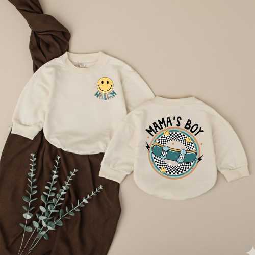 Personalized Mama’s Boy Bubble Romper, Skateboard Baby Outfit, Custom Name Baby Clothes