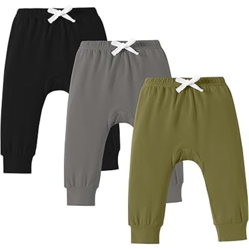 DREAM BUS Pack of 3 Toddler Jogger Pants with Pocket Toddler Boy Sweatpants Baby Boy Pants Infant Newborn Leggings