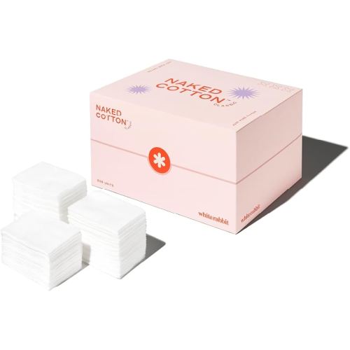 White Rabbit - Naked Cotton Classic - Premium Cotton Pads - 100% Cotton, Unbleached, Lint-Free - Extra Soft & Durable - Natural & Cruelty-Free - 500 Count