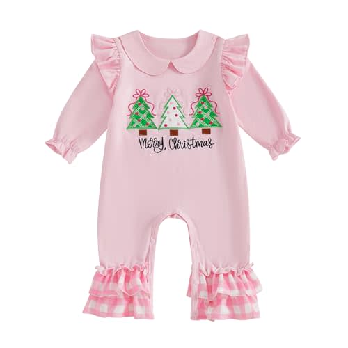 Doisbetthsay Baby Girl First Christmas Outfit My 1st Christmas Newborn Romper Long Sleeve Jumpsuit Infant Santa Outfit