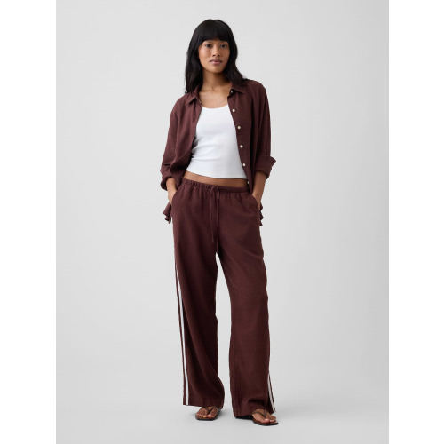 Linen-Blend Stripe Wide-Leg Pants