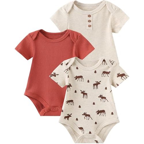 Newborn Baby Boy Girl Bodysuits Short Sleeve Summer Infant Clothes 0-12 Month