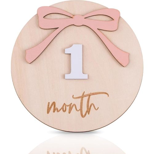 Ribbon Baby Monthly Milestone Wooden Signs