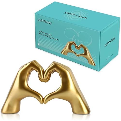 Taylor Lover Merch Gold Heart Hands Sculpture Birthday Decorations Gifts Living Room Bedroom Shelf Desk Coffee Table Accessories Statue Bobo Bathroom Decor Home Décor Accents Women Girls(Small)