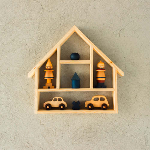 Wooden House-Shaped Shelf