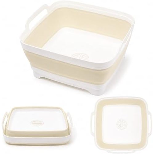 Collapsible Wash Basin with Drain Plug - 2.4 Gal(9L) Wash Basin for Baby Bottles, Foldable Dish Pans for Kitchen Sink & Camping & Hand Washing Station, Wash Bin, Laundry Tub, Portable Dish Tub