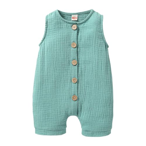 Cecobora Infant Newborn Baby Boys Girls Cotton Linen Romper Summer Jumpsuit Sleeveless Overalls Clothing Set