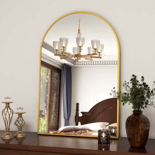 SHATTERVUE 24"x 16.1" Arched Vanity Mirror Bathroom Mirror Wall Mounted, Gold